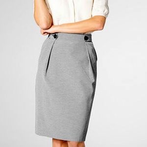 LK Bennett Mableen Navy and Cream Striped Skirt